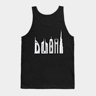 Dubai Skyline Famous Buildings Typography Tank Top